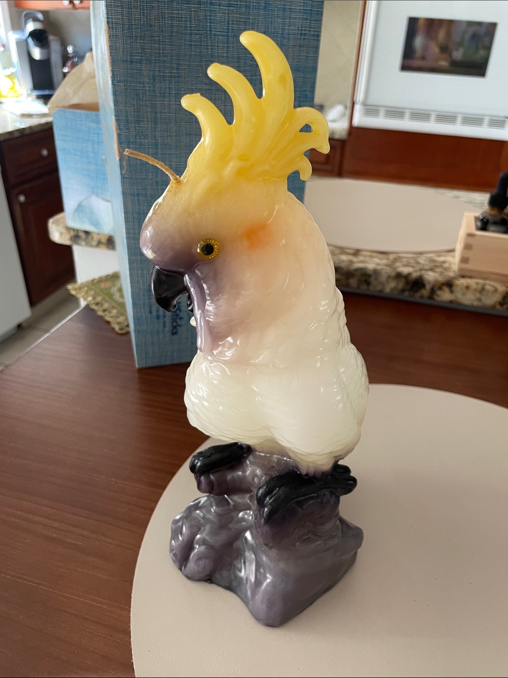 Vintage Cockatoo Wax Candle 11.5” Tall and  5” Wide